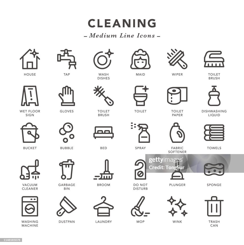 Cleaning - Medium Line Icons