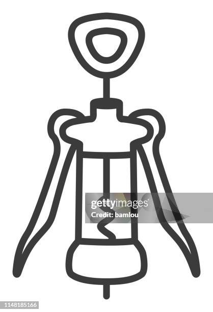 icon wine corkscrew outline grey basic - bartender tools stock illustrations