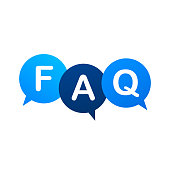Frequently asked questions FAQ banner. Computer with question icons. Vector stock illustration.