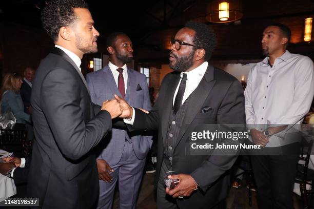 Honoree Jesse Williams, Moving Mountains Founder Jamie Hector, actor Chad Coleman, and Producer Danny Reyes attend the 2019 Moving Mountains Gala on...