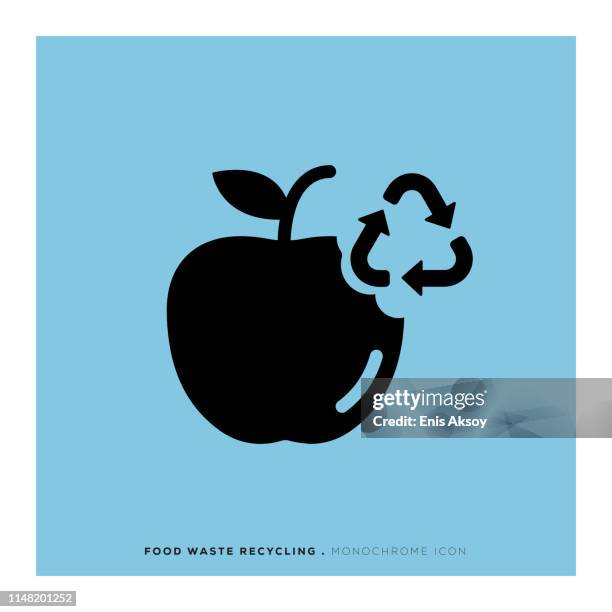 食品廢棄物回收單色圖示 - compost 幅插畫檔、美工圖案、卡通及圖標