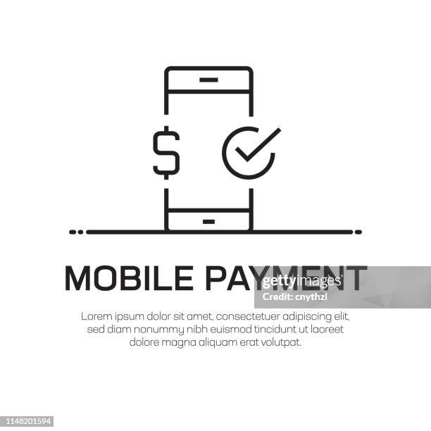 mobile payment vector line icon - simple thin line icon, premium quality design element - emblem credit card payment stock illustrations