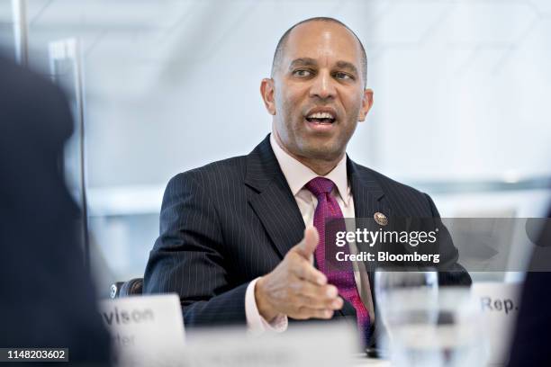 Representative Hakeem Jeffries, a Democrat from New York and chairman of the House Democratic Caucus, speaks during an interview in Washington, D.C.,...