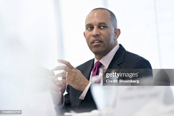 Representative Hakeem Jeffries, a Democrat from New York and chairman of the House Democratic Caucus, speaks during an interview in Washington, D.C.,...