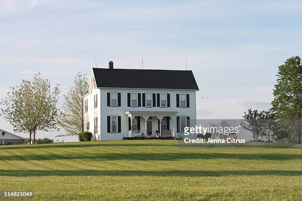 white house on hill - indiana nature stock pictures, royalty-free photos & images