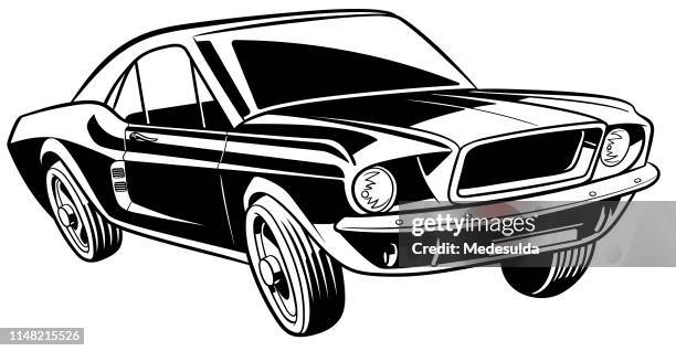 classic american car - old car side view stock illustrations