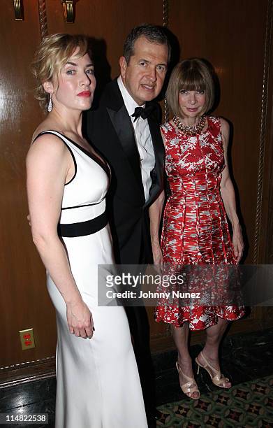 Actress Kate Winslet, acclaimed photographer and honoree Mario Testino, and editor-in-chief of American Vogue Anna Wintour attend the El Museo Del...