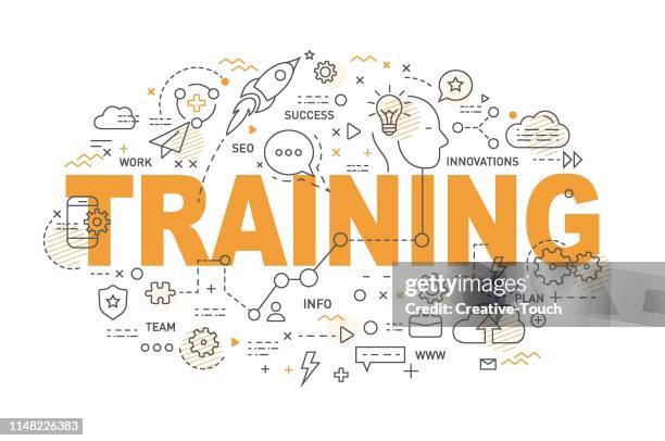 business concepts with thin lines - business training stock illustrations