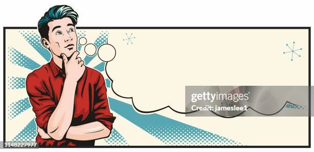 thinking man - person with thought bubble stock illustrations