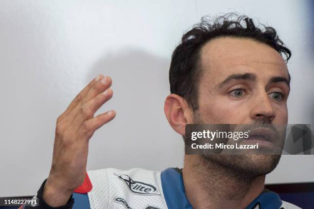 Hector Barbera of Spain and Team Toth by Millrace looks on in box during the FIM Superbike World Championship - Free Practice at Autodromo Enzo e...