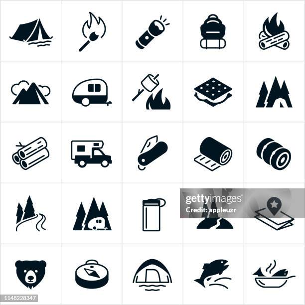 camping icons - smores vector stock illustrations