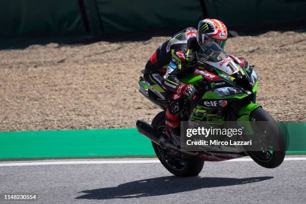 Jonathan Rea of Great Britain and KAWASAKI RACING Team WorldSBK heads down a straight during the FIM Superbike World Championship - Free Practice at...