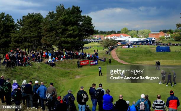 Adrian Otaegui of Spain putts on the tenth green during Day Two of the Betfred British Masters at Hillside Golf Club on May 10, 2019 in Southport,...