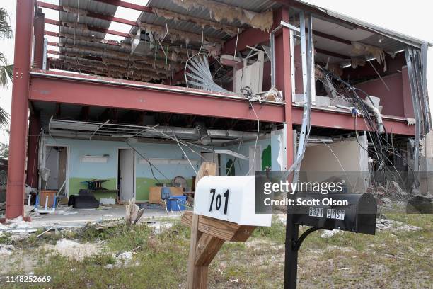 Church damaged by Hurricane Michael sits vacant May 10, 2019 in Panama City, Florida. Seven months after the category five hurricane made landfall...