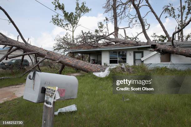 Home damaged by Hurricane Michael sits vacant on May 10, 2019 in Panama City, Florida. Seven months after the category five hurricane made landfall...