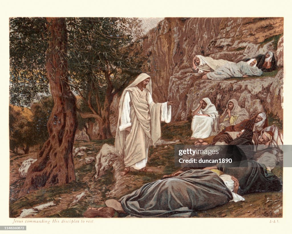 Jesus Commanding Jesus Commanding His Disciples To Rest High-Res Vector Graphic - Getty ...