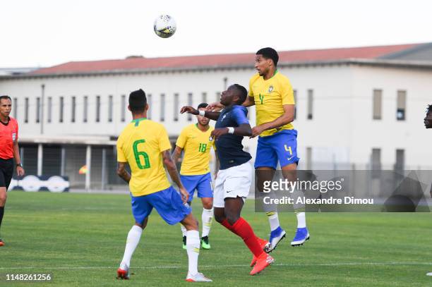 Ulrick Brad Eneme Ella of France and Murilo Cerqueira of Brazil during the Maurice Revello Toulon Tournament match between France and Brazil on June...