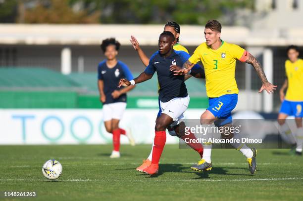 Ulrick Brad Eneme Ella of France and Lyanco Evangelista of Brazil during the Maurice Revello Toulon Tournament match between France and Brazil on...