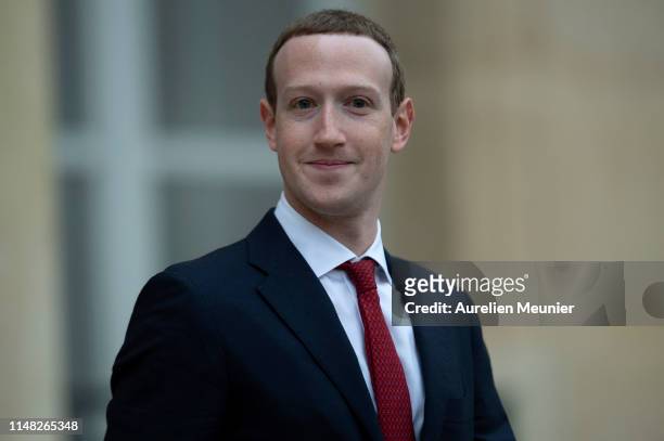 Facebook CEO Mark Zuckerberg leaves the Elysee Palace after a meeting with French President Emmanuel Macron on May 10, 2019 in Paris, France....
