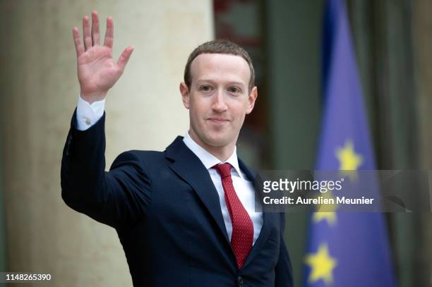 Facebook CEO Mark Zuckerberg leaves the Elysee Palace after a meeting with French President Emmanuel Macron on May 10, 2019 in Paris, France....