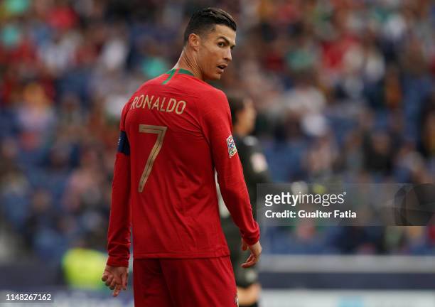 Cristiano Ronaldo of Portugal and Juventus during the UEFA Nations League Semi-Final match between Portugal and Switzerland at Estadio do Dragao on...