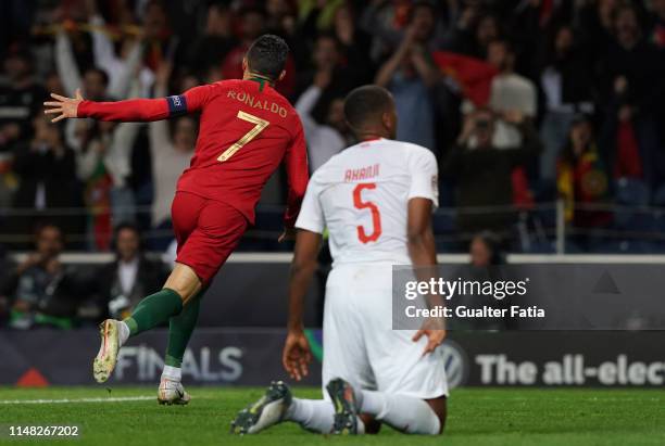 Cristiano Ronaldo of Portugal and Juventus celebrates after scoring a goal during the UEFA Nations League Semi-Final match between Portugal and...