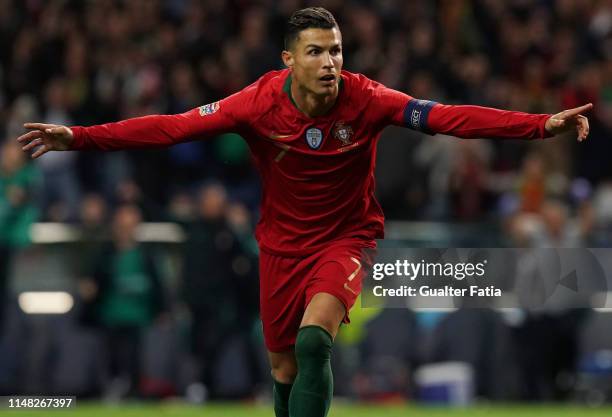 Cristiano Ronaldo of Portugal and Juventus celebrates after scoring a goal during the UEFA Nations League Semi-Final match between Portugal and...