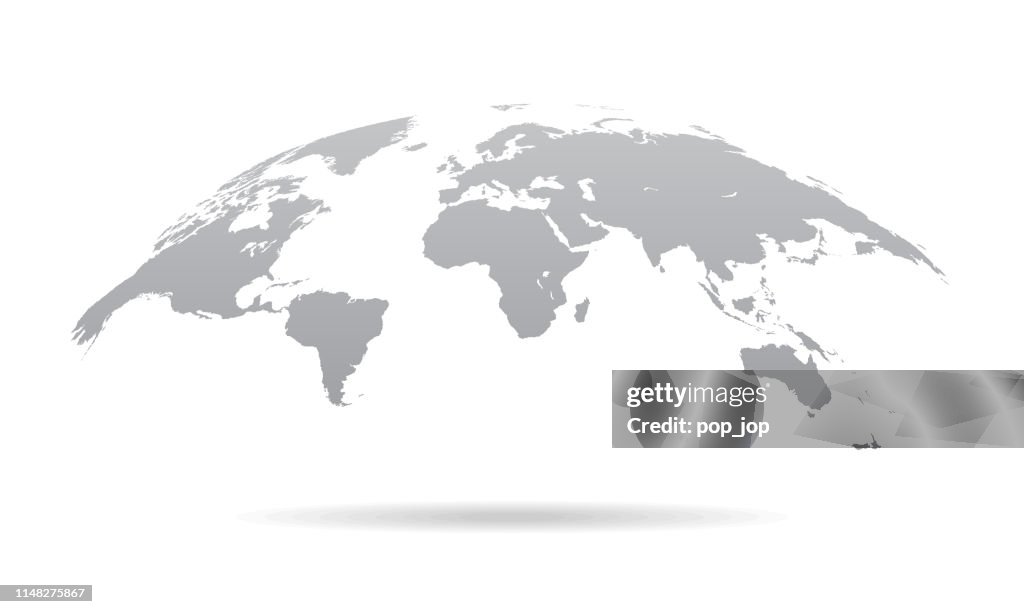 Global curved World Map-Earth Planet Vector Illustration