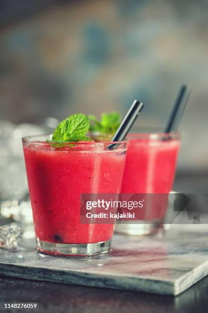 cold watermelon smoothie - watermelon juice stock pictures, royalty-free photos & images