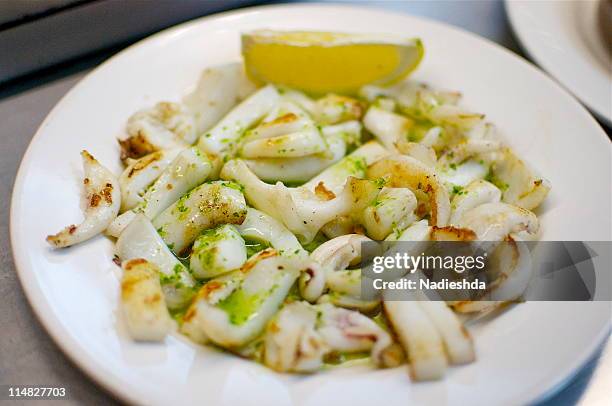 grilled cuttlefish - cuttlefish stock pictures, royalty-free photos & images