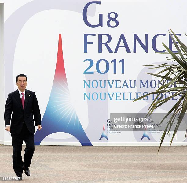 Japanese Prime Minister Naoto Kan arrives for day 2 of the G8 summit on May 27, 2011 in Deauville, France. The Tunisian Prime Minister, Beji Caid el...