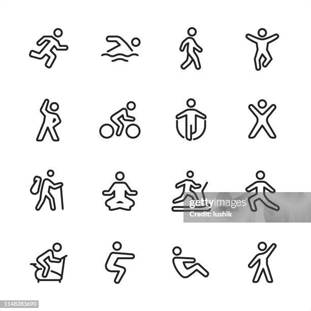 sport und fitness-skizza-symbol - heimtrainer stock-grafiken, -clipart, -cartoons und -symbole