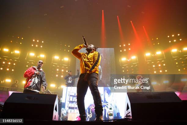 Inspectah Deck and Young Dirty Bastard of Wu Tang Clan perform on stage at Gods of Rap tour at SSE Arena Wembley on May 10, 2019 in London, England.