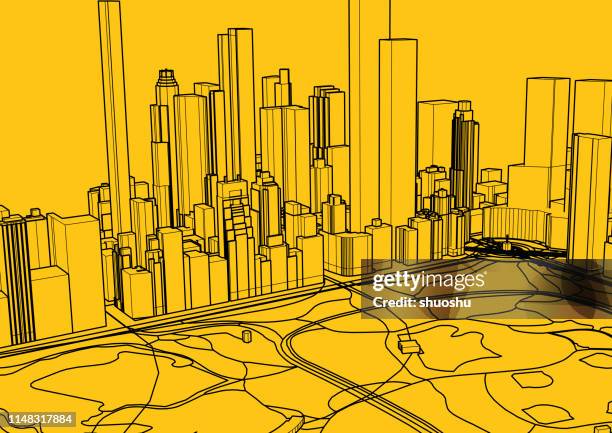 art illustration of modern building line structure,office building with central park in new york - new york abstract stock illustrations