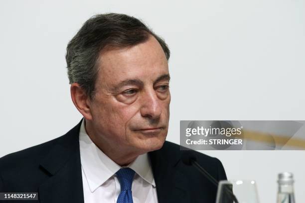 The President of the European Central Bank Mario Draghi addresses a press conference following the meeting of the Governing Council of the European...