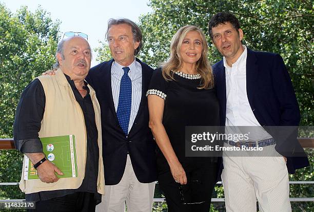 Lino Banfi, Luca Cordero Di Montezemolo, Mara Venier and Fabrizio Frizzi attend the "La Partita del Cuore 2011" press Conference at Circolo Sportivo...