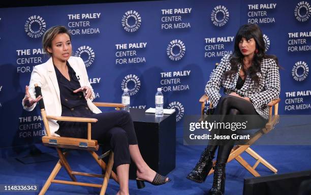 Isobel Yeung, Vice on HBO Correspondent/Producer and Jameela Jamil, actress, activist, founder of I_Weigh attend the "VICE" on HBO Emmy FYC Event on...