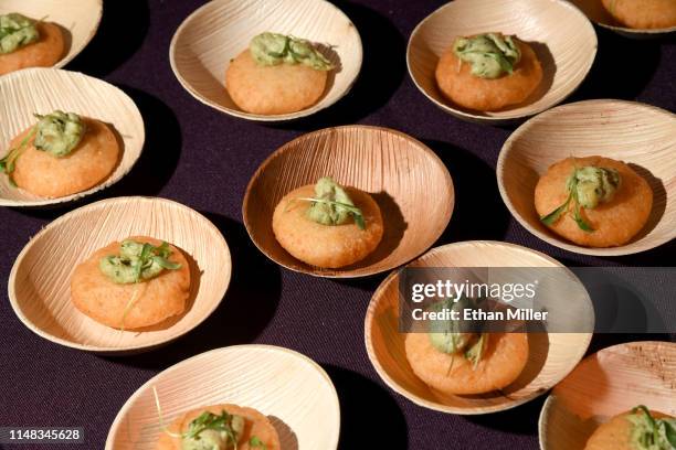 Chicken salad arepa is served at the Chica restaurant booth at the 13th annual Vegas Uncork'd by Bon Appetit Grand Tasting event presented by the Las...