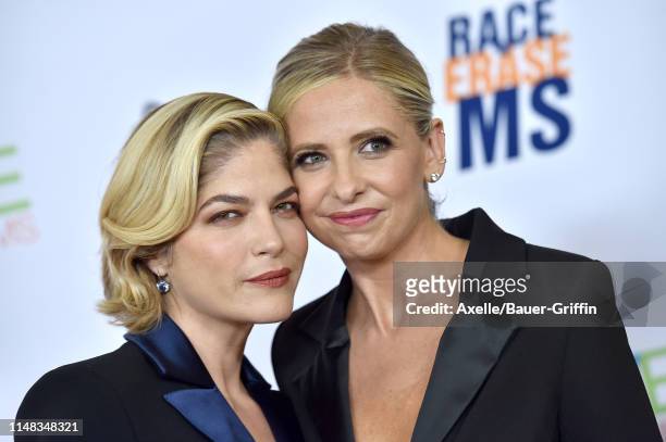 Selma Blair and Sarah Michelle Gellar attend the 26th Annual Race to Erase MS Gala at The Beverly Hilton Hotel on May 10, 2019 in Beverly Hills,...