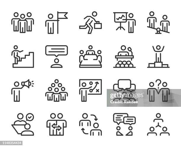 stockillustraties, clipart, cartoons en iconen met business people-lijn iconen - business relationship