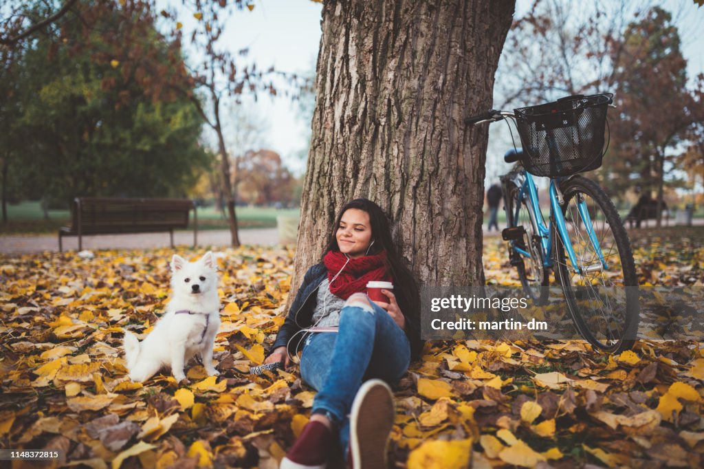 Girl with dog in the park