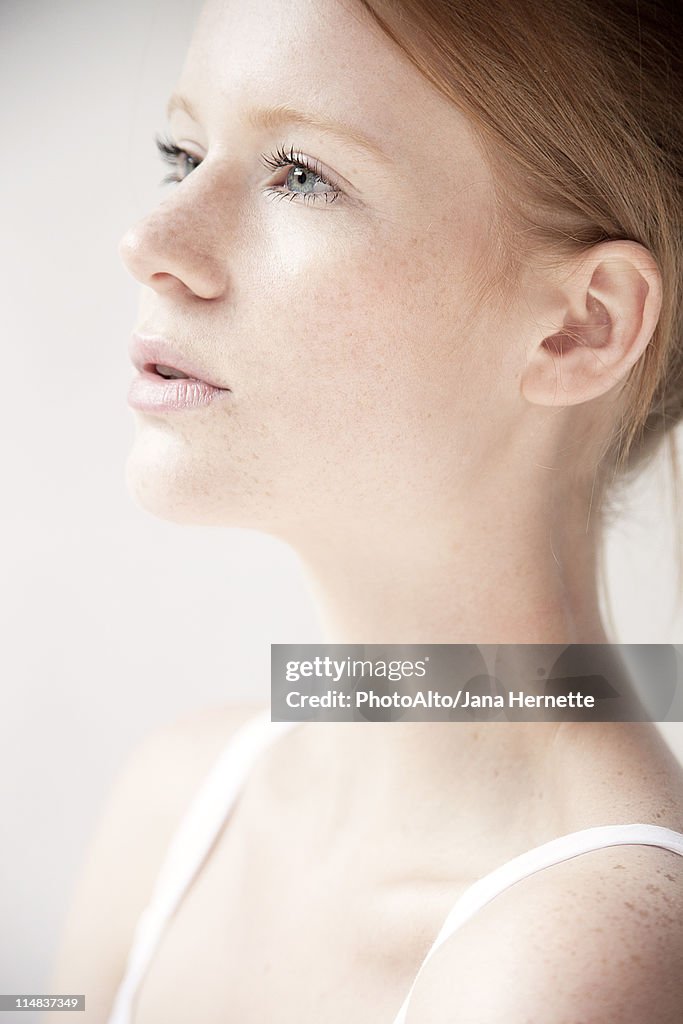 Young woman in profile, portrait