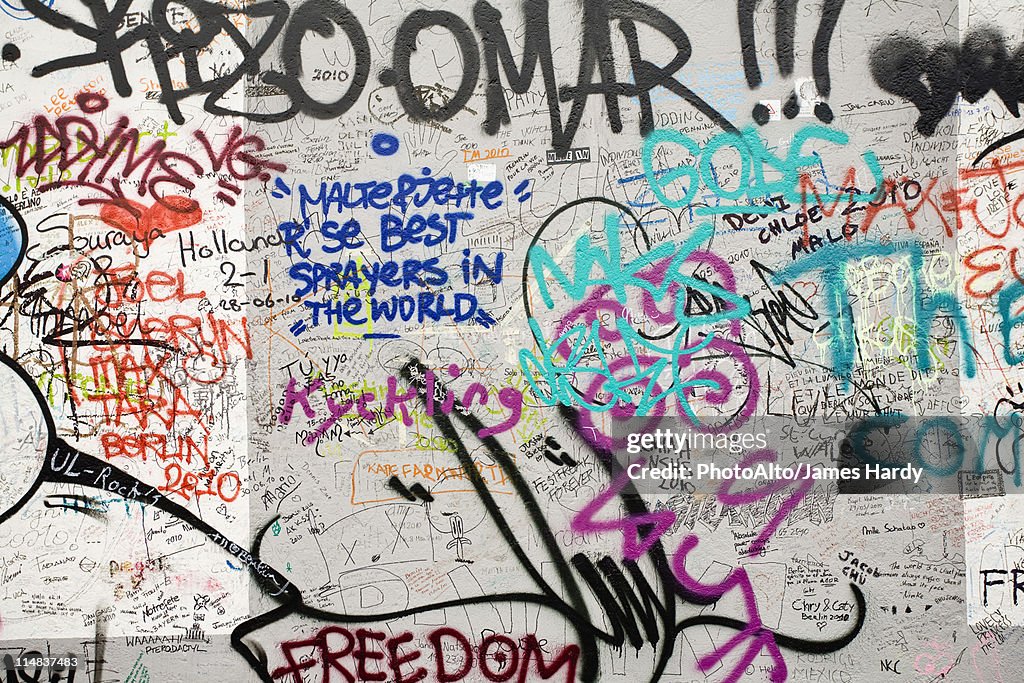 Graffiti covering a section of the Berlin Wall, Berlin, Germany