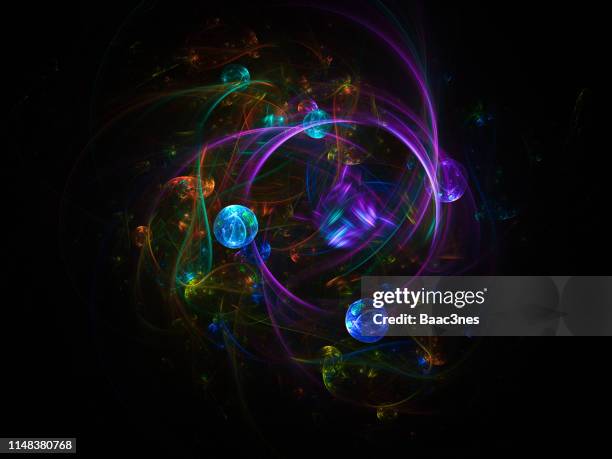 abstract and colorful computer generated image - atomic whirl stock pictures, royalty-free photos & images