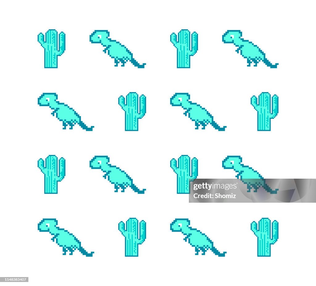 Pixel arte patrón de dinosaurio