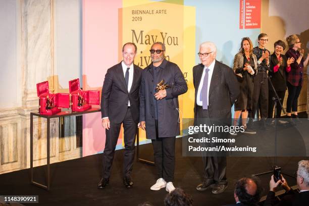 Arthur Jafa, with the project "White Album", receives the Golden Lion for the Best Artist during the award ceremony at the 58th International Art...