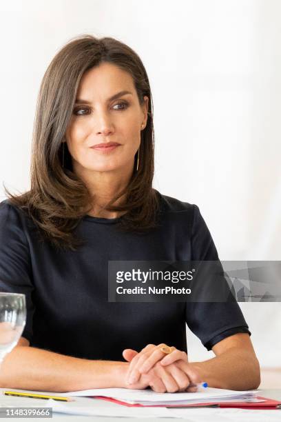 Queen Letizia of Spain visits a traditional Students Residence on June 06, 2019 in Madrid, Spain.
