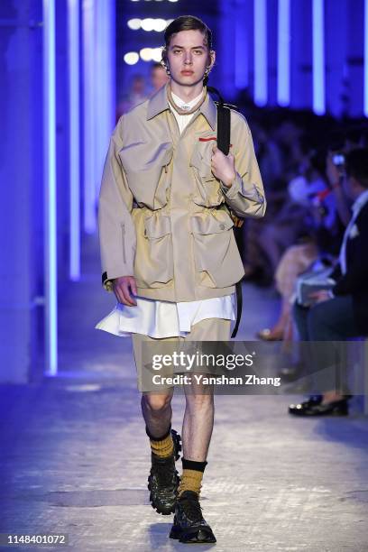 Model showcases designs on the runway during the Prada Spring / Summer 2020 Menswear Fashion Show on June 6, 2019 in Shanghai, China.