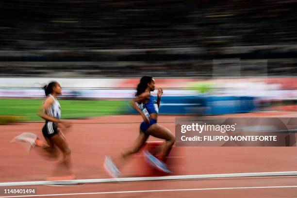 Ethiopia's Genzebe Dibaba competes to win the Women's 1500m during the IAAF Diamond League competition on June 6, 2019 at the Olympic stadium in Rome.