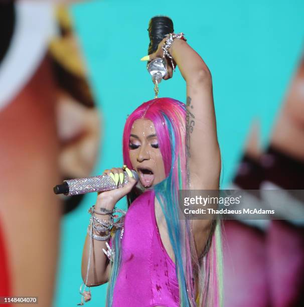 Cardi B performs at Rolling Loud Miami 2019 at Miami Gardens on May 11, 2019 in Fort Lauderdale, Florida.